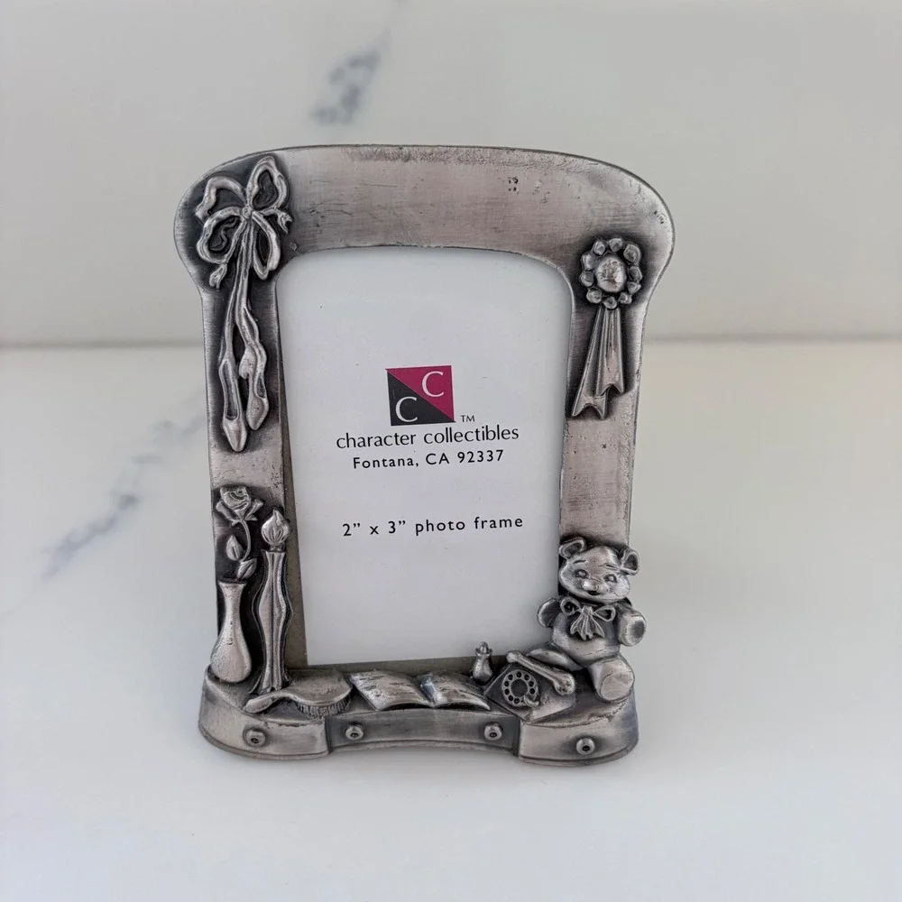 Vintage Character Collectibles 1997 Pewter Teddy Bear Ballet Photo Frame 2x3
